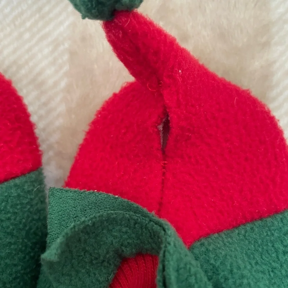 Festive Red and Green Elf Slippers for Kids 12-18 month size